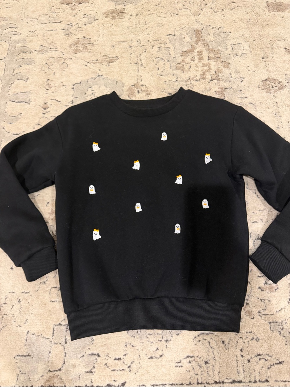 Simply Southern Black Crewneck Sweatshirt with Tiny Embroidered Ghosts